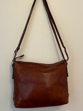 D&D Firenze Genuine Italian Leather Shoulder Bag – Cognac Brown – Made in Italy